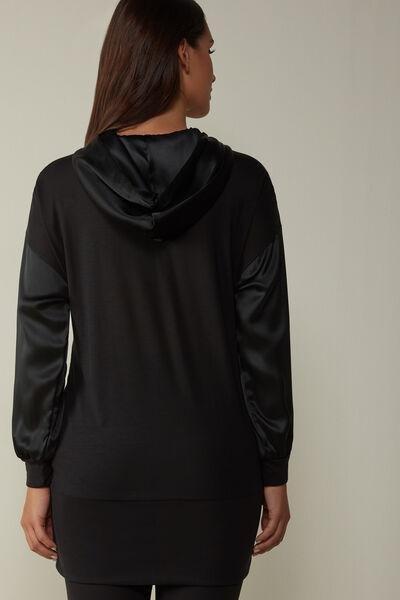 Black Silk And Lyocell Hooded Sweatshirt, , large image number 3