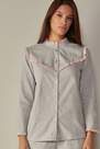 Intimissimi - Light Grey Blend Cotton Rouches Long-Sleeved Shirt, Women
