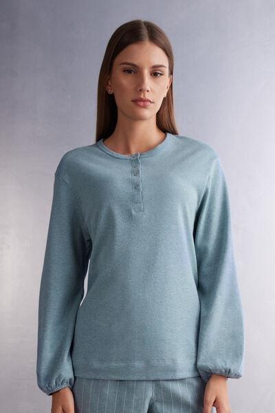 Intimissimi Blue Pinstripes Fantasy Cotton Serafino Shirt Azadea Lebanon