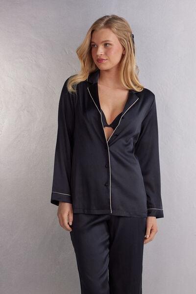Black Style Silk Jacket, , large image number 1