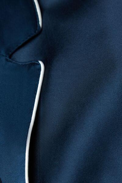 Navy Long Sleeve Silk Jacket, , large image number 4