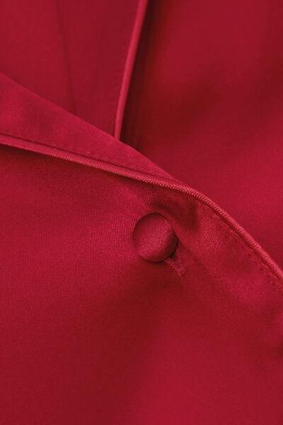 Red Mens-Style Silk Pyjama Top, Red, large image number 7