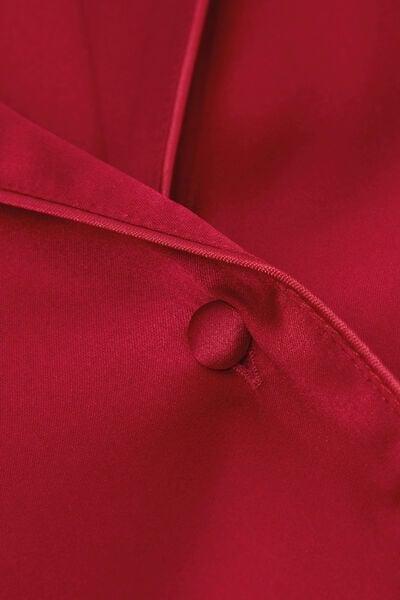 Red Mens-Style Silk Pyjama Top, Red, large image number 8