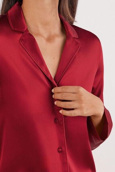 Red Mens-Style Silk Pyjama Top, Red, large image number 9