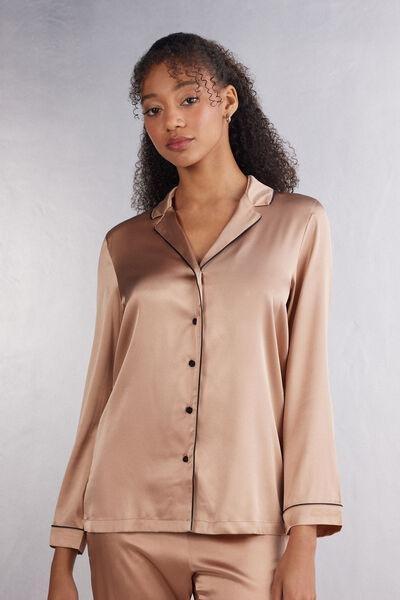 Beige Style Silk Jacket, , medium