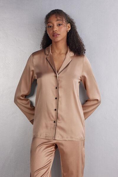 Beige Style Silk Jacket, , large image number 1