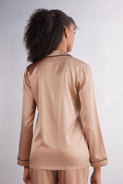 Beige Style Silk Jacket, , large image number 3