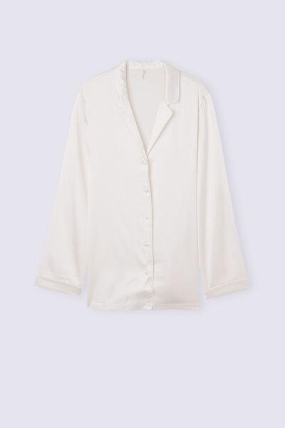 White Long Sleeve Silk Jacket, , large image number 2