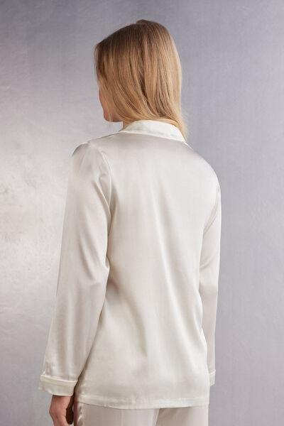 White Long Sleeve Silk Jacket, , large image number 3