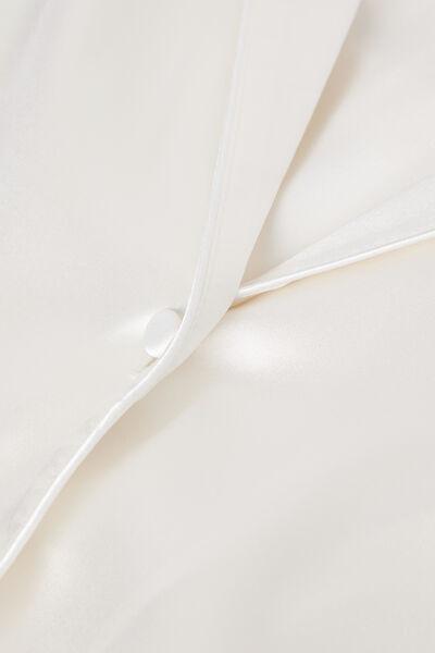 White Long Sleeve Men Silk Pyjama Top, Powder White, large image number 8