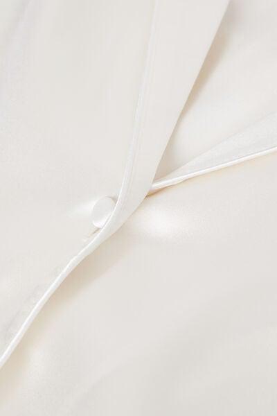 White Long Sleeve Men Silk Pyjama Top, Powder White, large image number 9