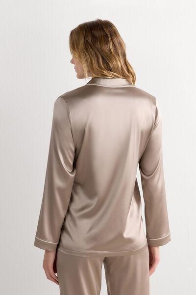Beige Button Down Pyjama Top, 5601_651I, medium