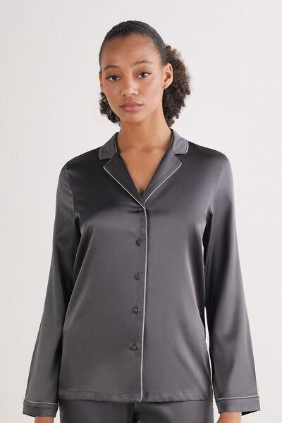 Grey Mens- Style Silk Pyjama Top, , large image number 0