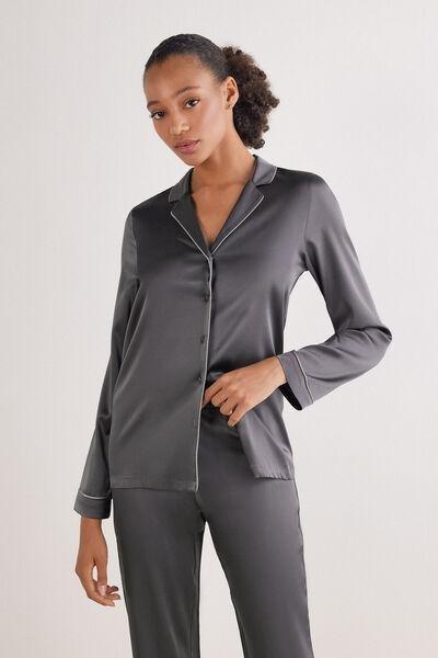 Grey Mens- Style Silk Pyjama Top, , large image number 1