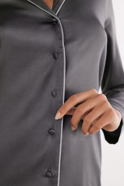 Grey Mens- Style Silk Pyjama Top, 5601_943J, large image number 5