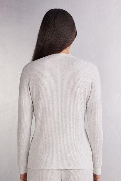 White Long-Sleeved Pyjama Shirt, , large image number 3