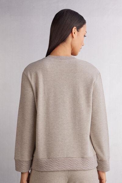 Brown V-Neck Soft Chevron Long-Sleeved Shirt, , large image number 3