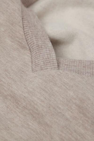 Brown V-Neck Soft Chevron Long-Sleeved Shirt, , large image number 4