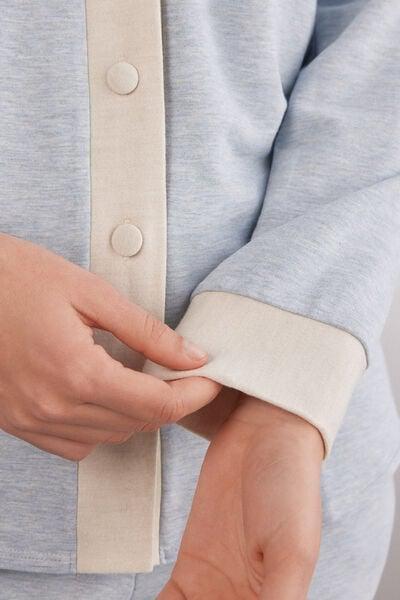 Grey Button-Down Wool Top, 5601_776J, large image number 5