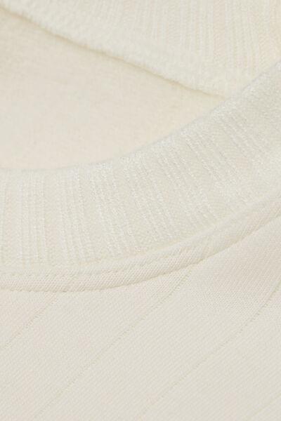 Cream Royal Elegance Textured Ribbed Sweater, , large image number 4