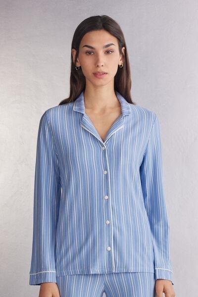 Blue Oxford Stripes Button-Up Top, , large image number 0