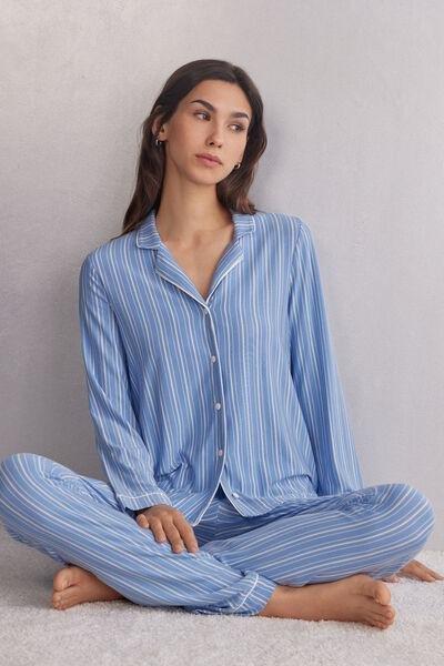 Blue Oxford Stripes Button-Up Top, 5601_856J, large image number 1