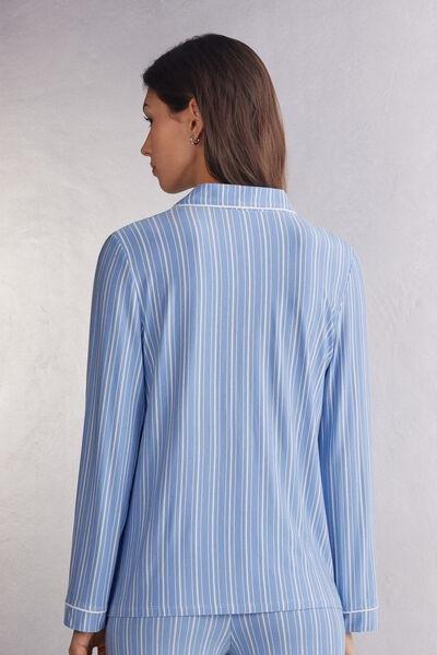 Blue Oxford Stripes Button-Up Top, , large image number 3