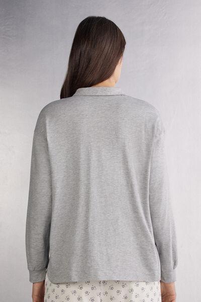 Grey Long-Sleeved Polo Top, , large image number 3
