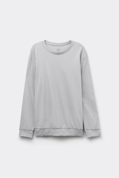 Grey Long-Sleeved Elevated Cotton Top, 5601_946J, large image number 2