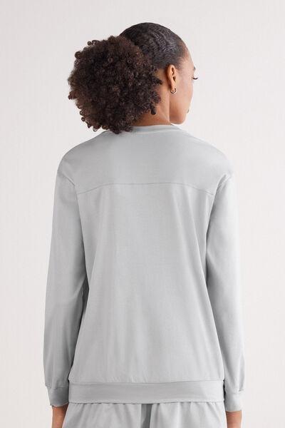 Grey Long-Sleeved Elevated Cotton Top, 5601_946J, large image number 3
