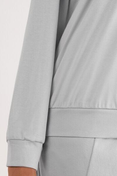 Grey Long-Sleeved Elevated Cotton Top, 5601_946J, large image number 5