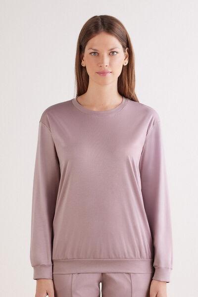 Pink Long-Sleeved Elevated Cotton Top, , medium