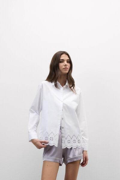 White Made With Love Cotton Broderie Shirt, White, medium