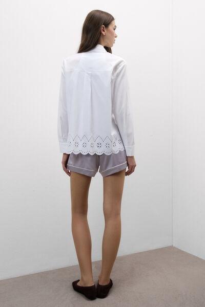 White Made With Love Cotton Broderie Shirt, White, large image number 1