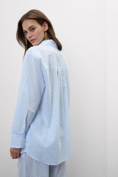 Blue Romantic Stripes Plumetis Cotton Canvas Shirt, 5601_117K, large image number 2