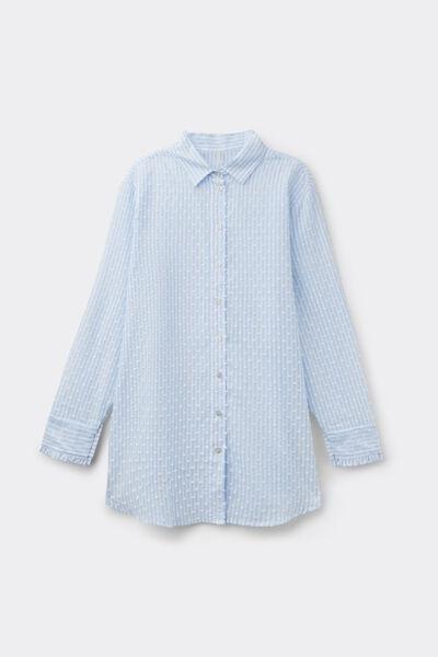 Blue Romantic Stripes Plumetis Cotton Canvas Shirt, 5601_117K, large image number 3