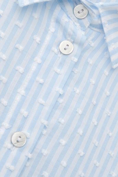 Blue Romantic Stripes Plumetis Cotton Canvas Shirt, 5601_117K, large image number 4