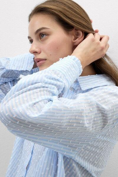 Blue Romantic Stripes Plumetis Cotton Canvas Shirt, 5601_117K, large image number 5