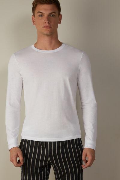 White Long-Sleeve Supima Cotton Top, , medium