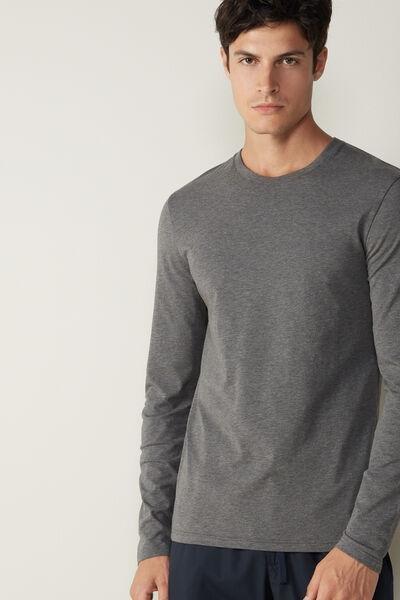 Grey  Long-Sleeve Supima Cotton Top, , medium