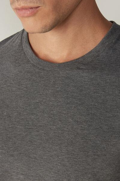 Grey Long-Sleeve Supima Cotton Top, Graphite Grey Blend, large image number 6