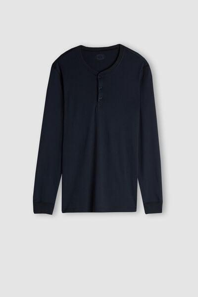 Blue Long-Sleeve Buttoned Top, 5601_800, large image number 2