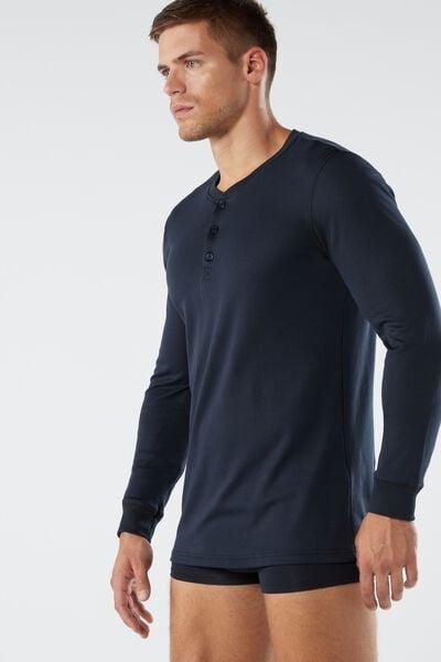 Blue Long-Sleeve Buttoned Top, 5601_800, large image number 4