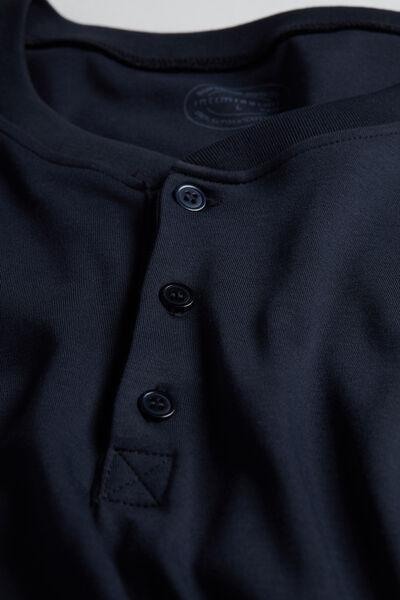 Blue Long-Sleeve Buttoned Top, 5601_800, large image number 5