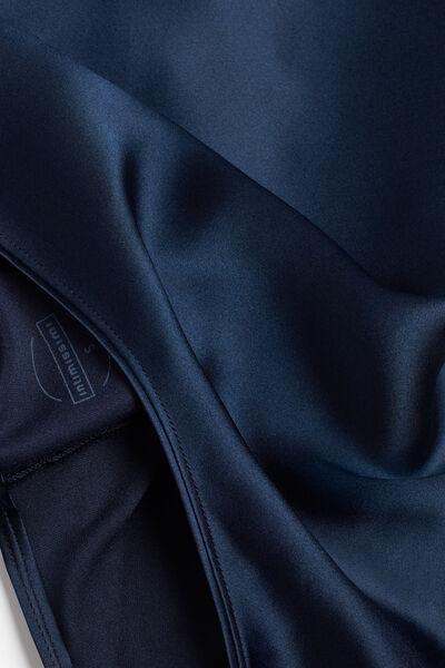 Blue Short-Sleeved Silk And Top, , large image number 4