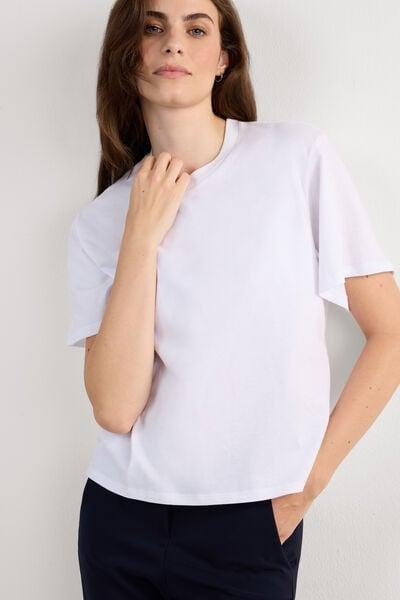 White Boxy Fit Short Sleeved Top, White, large image number 0