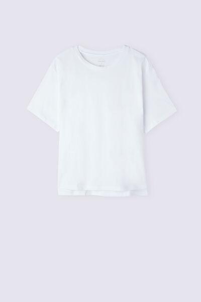 White Boxy Fit Short Sleeved Cotton Top, , large image number 2