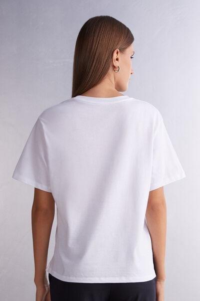 White Boxy Fit Short Sleeved Cotton Top, , large image number 3