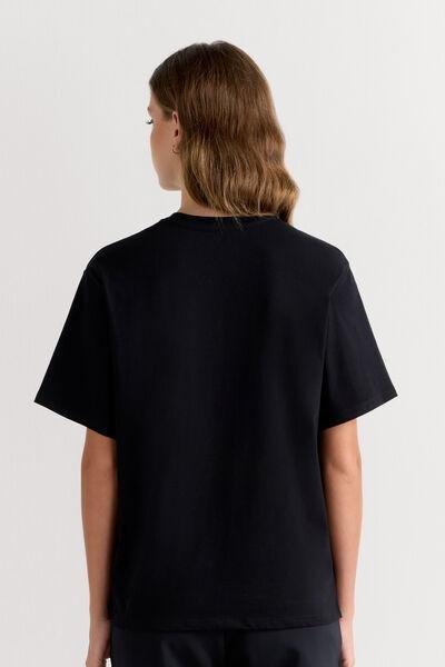 Black Boxy Fit Short Sleeved Top, Black, large image number 3