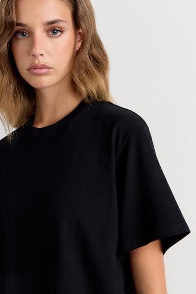 Black Boxy Fit Short Sleeved Top, Black, large image number 5
